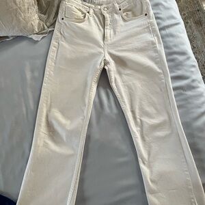 Zara Straight leg White Jean with original cut edge.